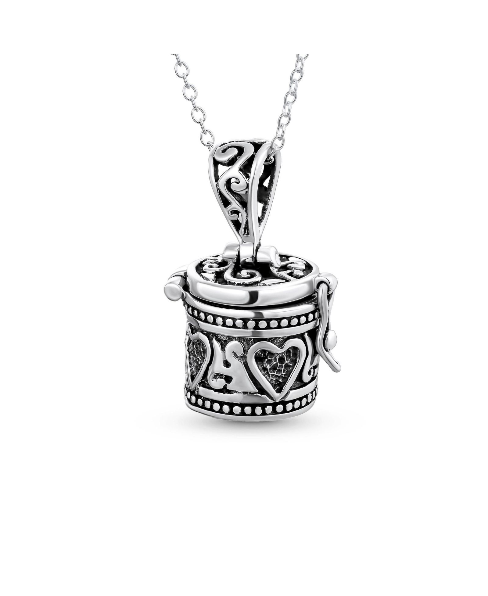 Bling Jewelry Vintage-Style Heart Prayer Box Locket Necklace Pendant .925 Sterling Silver