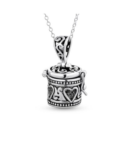 Bling Jewelry Vintage-Style Heart Prayer Box Locket Necklace Pendant .925 Sterling Silver