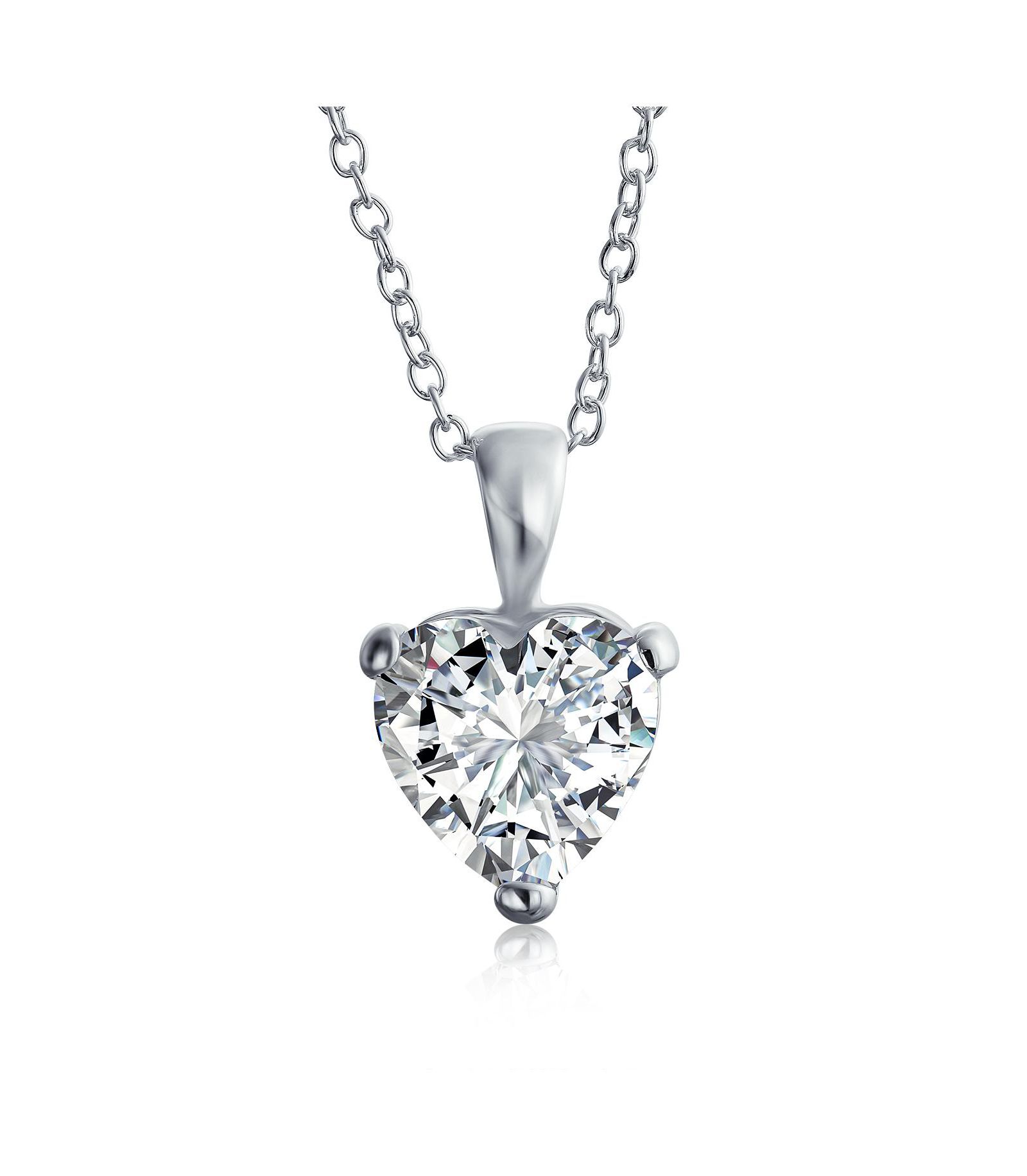Bling Jewelry Romantic 5CT CZ Cubic Zirconia Heart-Shaped Solitaire Pendant Necklace .925 Sterling Silver