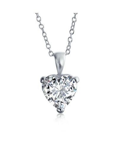 Подвеска-кулон Bling Jewelry Romantic 5CT CZ Cubic Zirconia Heart-Shaped Solitaire.925 Sterling Silver