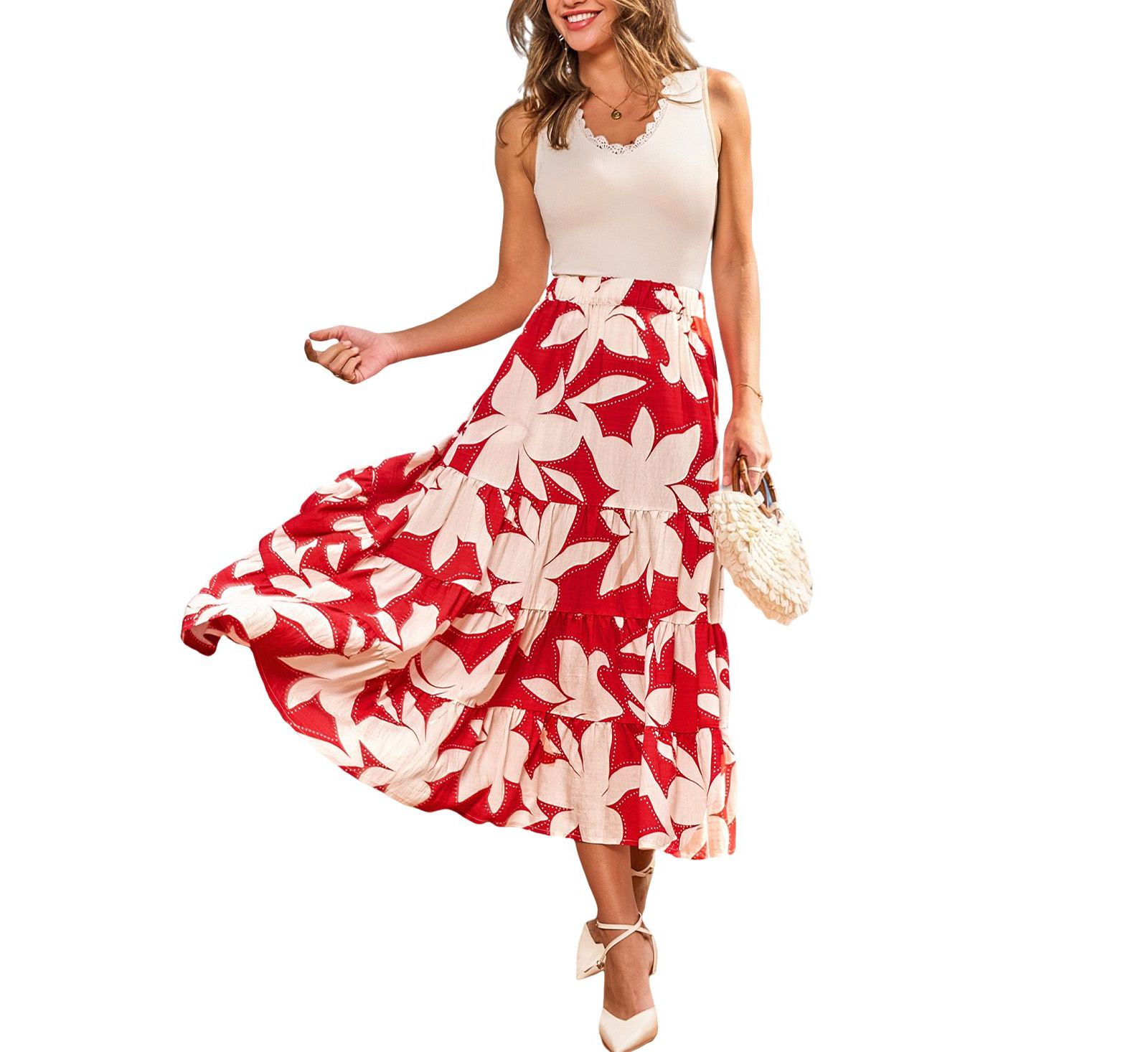 Cupshe Женский Hibis-Kiss Me Floral Midi Skirt