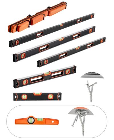 Набор строительных уровней Mecale 6-Piece Box Level Set, 10" Magnetic, алюминиевый сплав