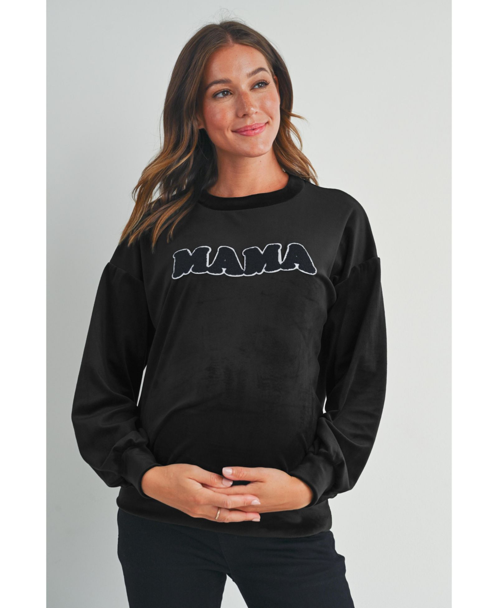 Женская бархатная матка-свитшот Hello Miz Mama Crewneck