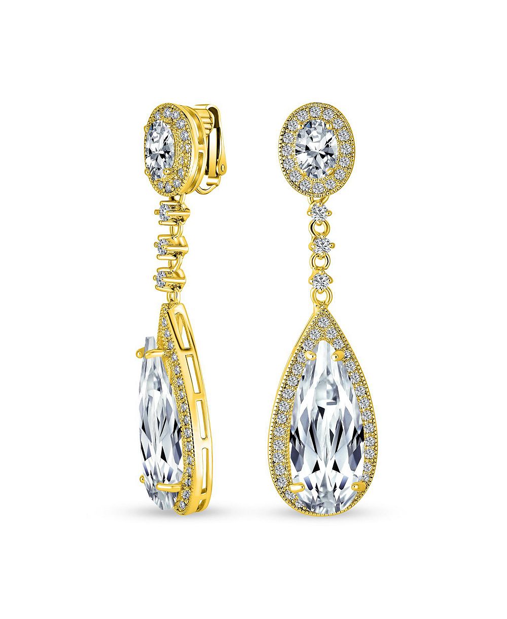 Серебряные серьги-клипсы Bling Jewelry с фиолетовым цирконием в форме капли