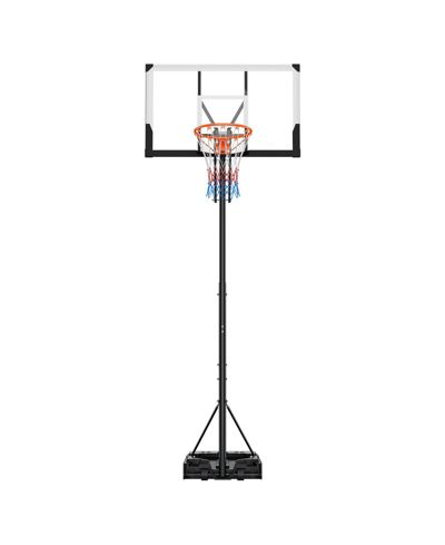 Mecale Portable Basketball Hoop, 5.25–10 ft Height Adjustable Stand with 48" PC Backboard, Rolling Wheels, Outdoor Goal System