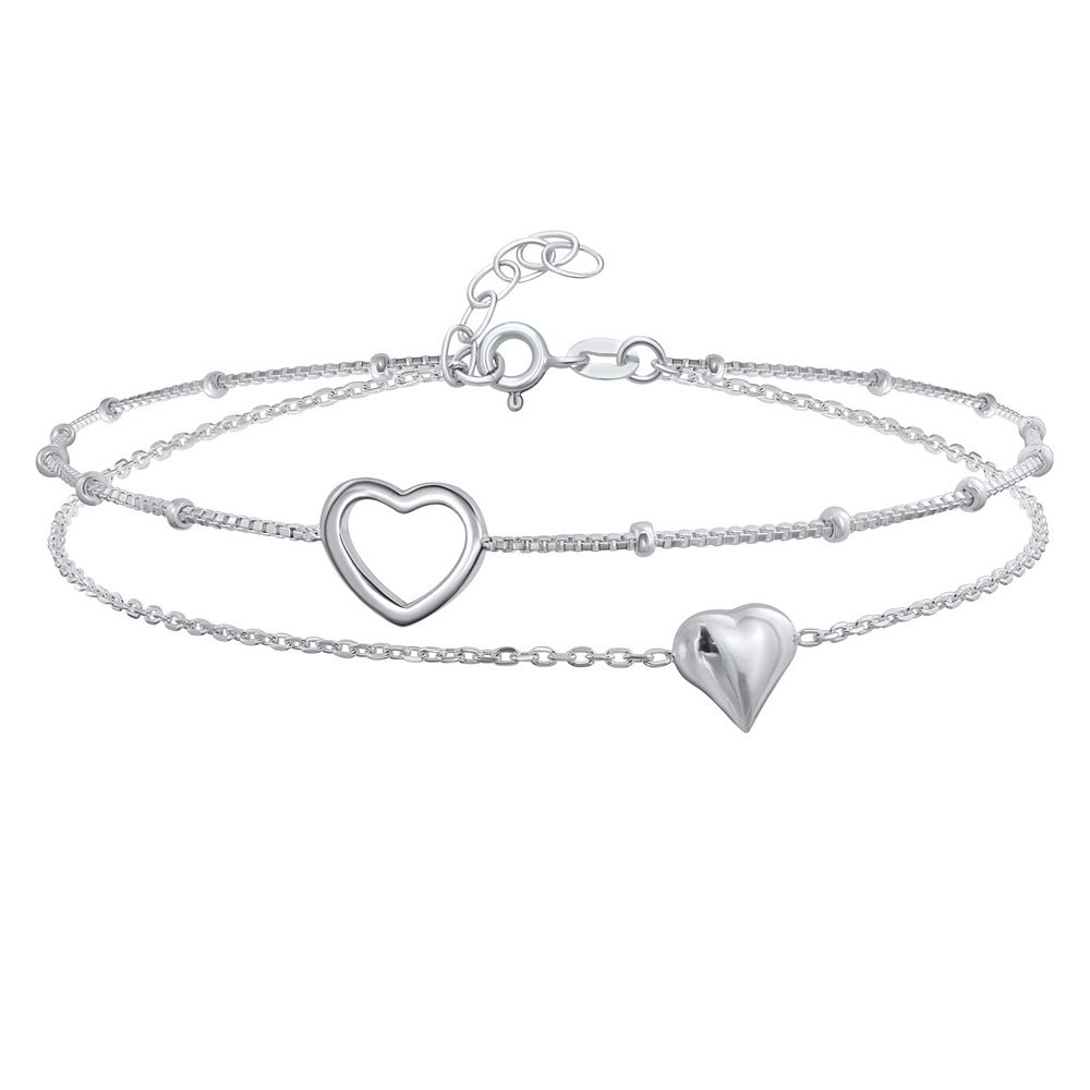 Bling Jewelry браслет на ногу с двумя сердцами из серебра.925