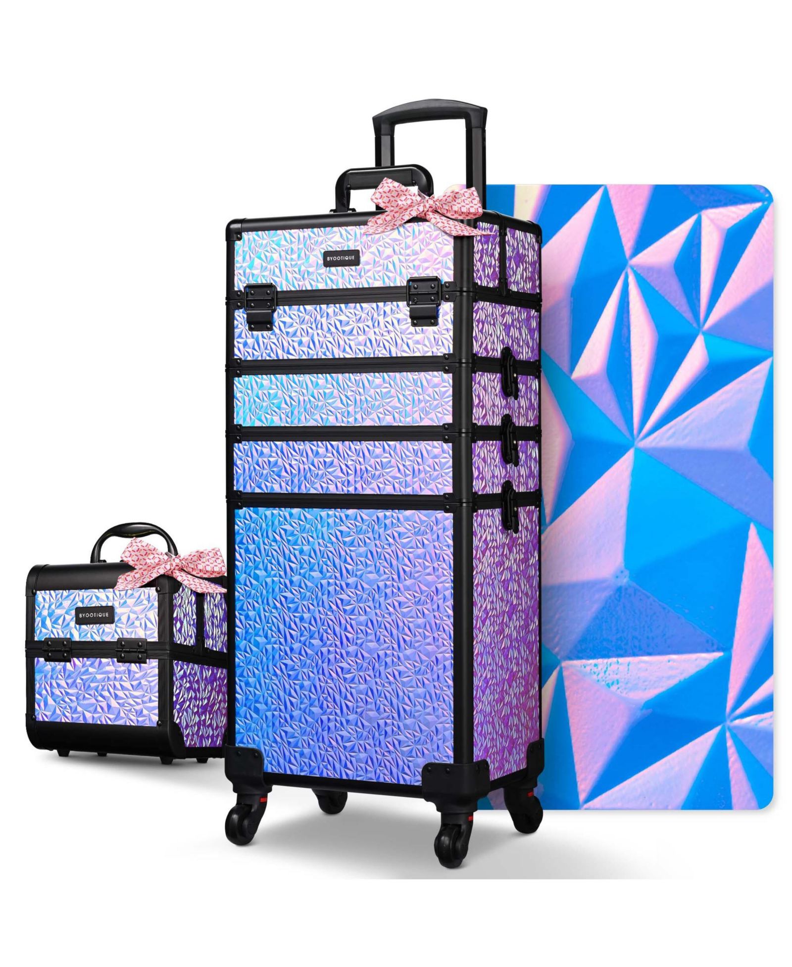 Byootique Makeup Train Case Kit with Cube Case Cosmetic Organizer Mermaid Purple