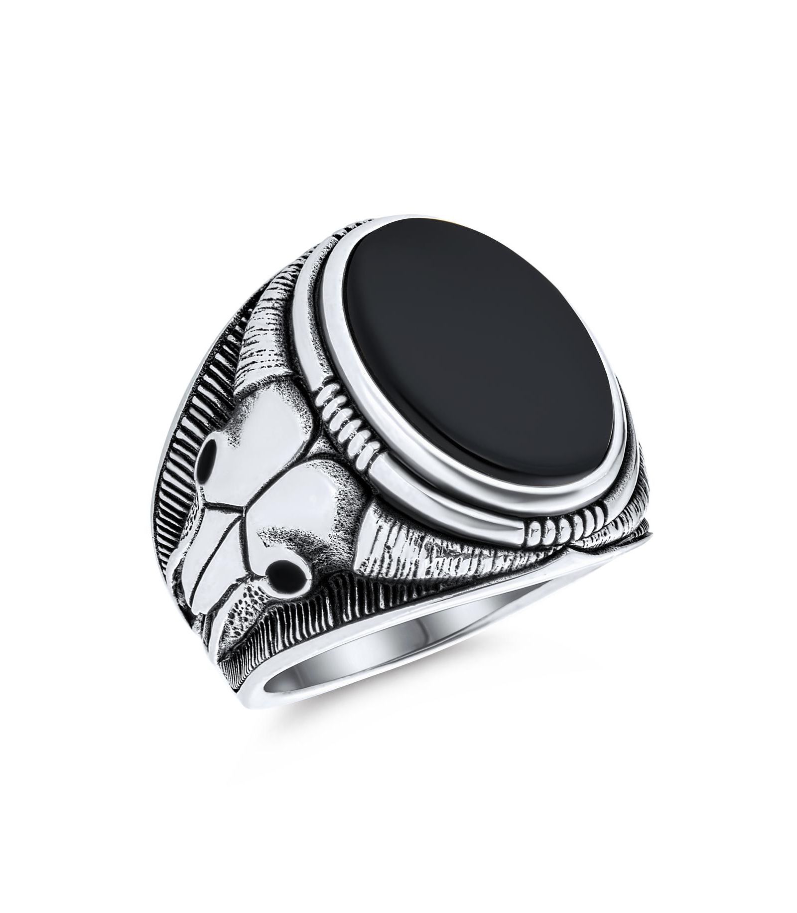 Мужское перстень Bling Jewelry из стерлингового серебра с ониксом и тигровым глазом