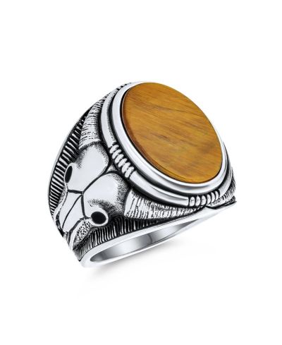 Bling Jewelry Onyx & Tiger Eye Signet Ring Sterling Silver
