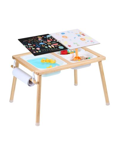 Mecale Toddler Wooden Sand & Water Play Sensory Table With Foldable Bins