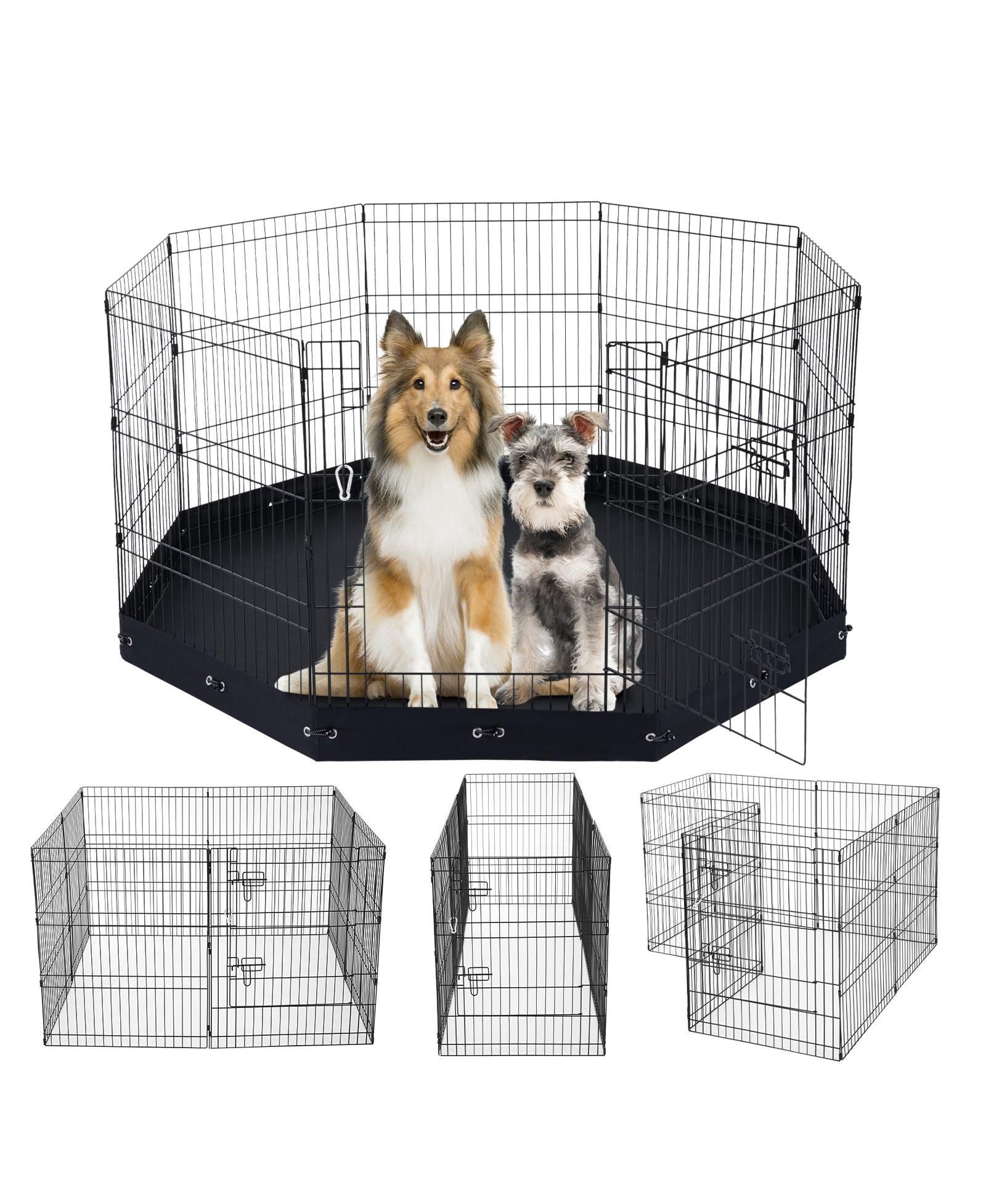COZITO Dog Playpen, 8-Panel 30"H x 24"W Foldable Metal Exercise Pen w/ Door & 600D Oxford Bottom Pad, Indoor/Outdoor Pet Fence
