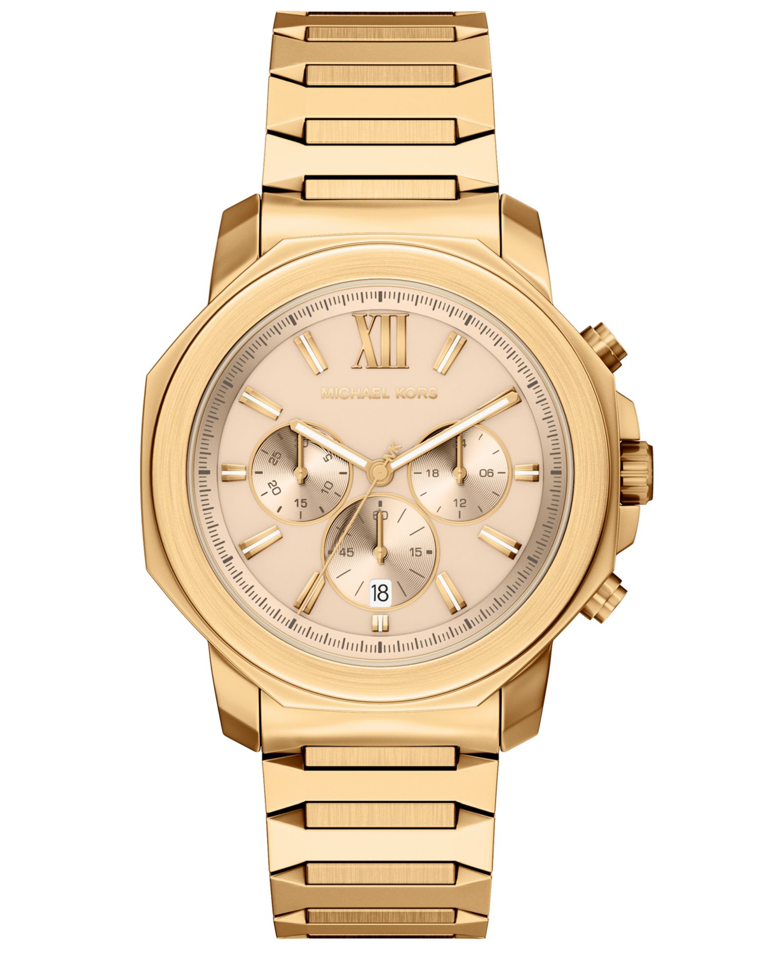 Michael Kors Men's Prescott Chronograph Gold-Tone Stainless Steel Watch, 44mm