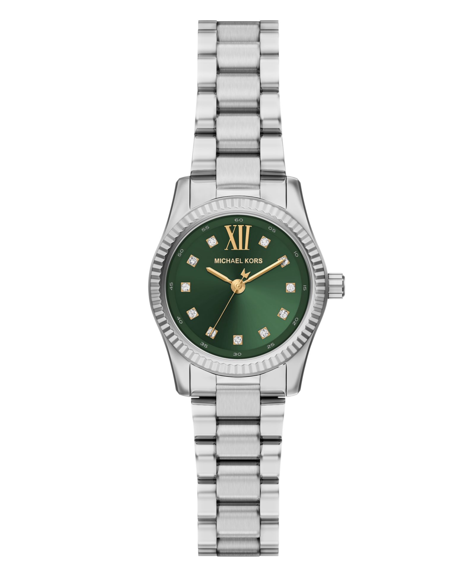 Женские часы Michael Kors Lexington Three-Hand Silver-Tone Stainless Steel, 26mm
