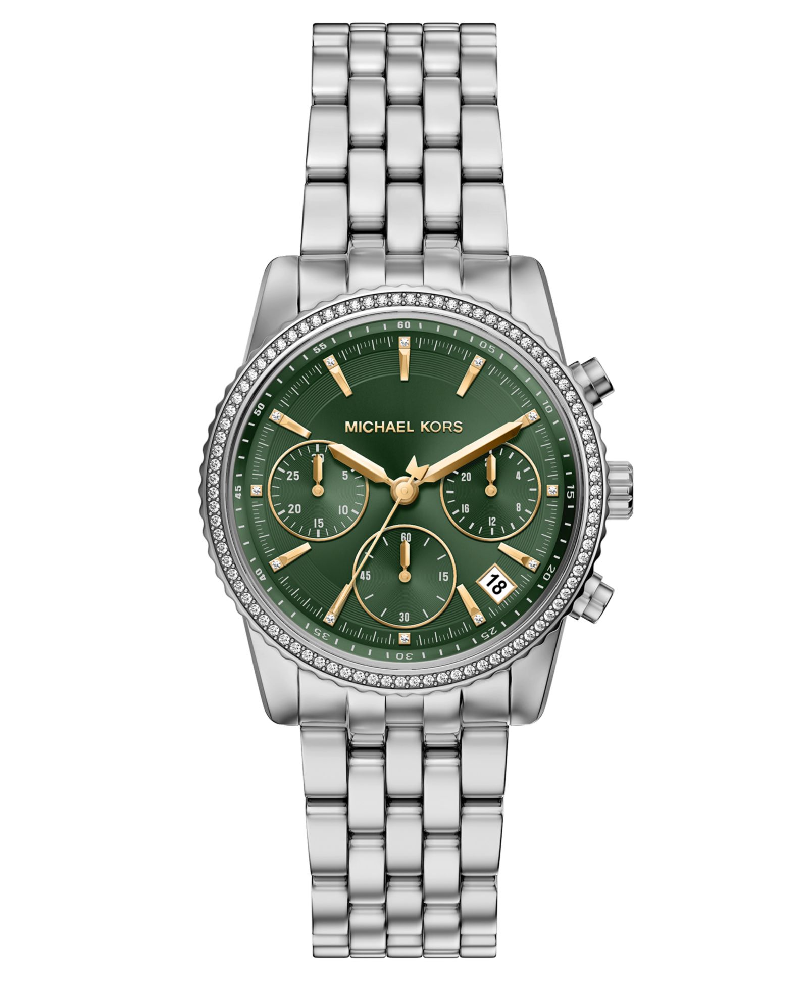 Женские наручные часы Michael Kors Bryant Chronograph Silver-Tone Stainless Steel, 35mm