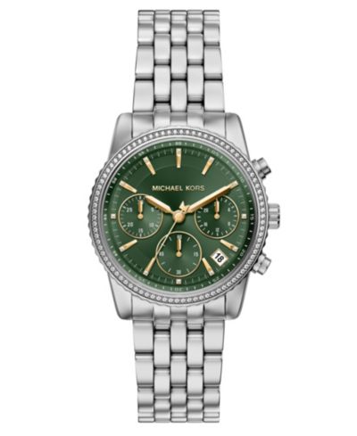 Женские наручные часы Michael Kors Bryant Chronograph Silver-Tone Stainless Steel, 35mm