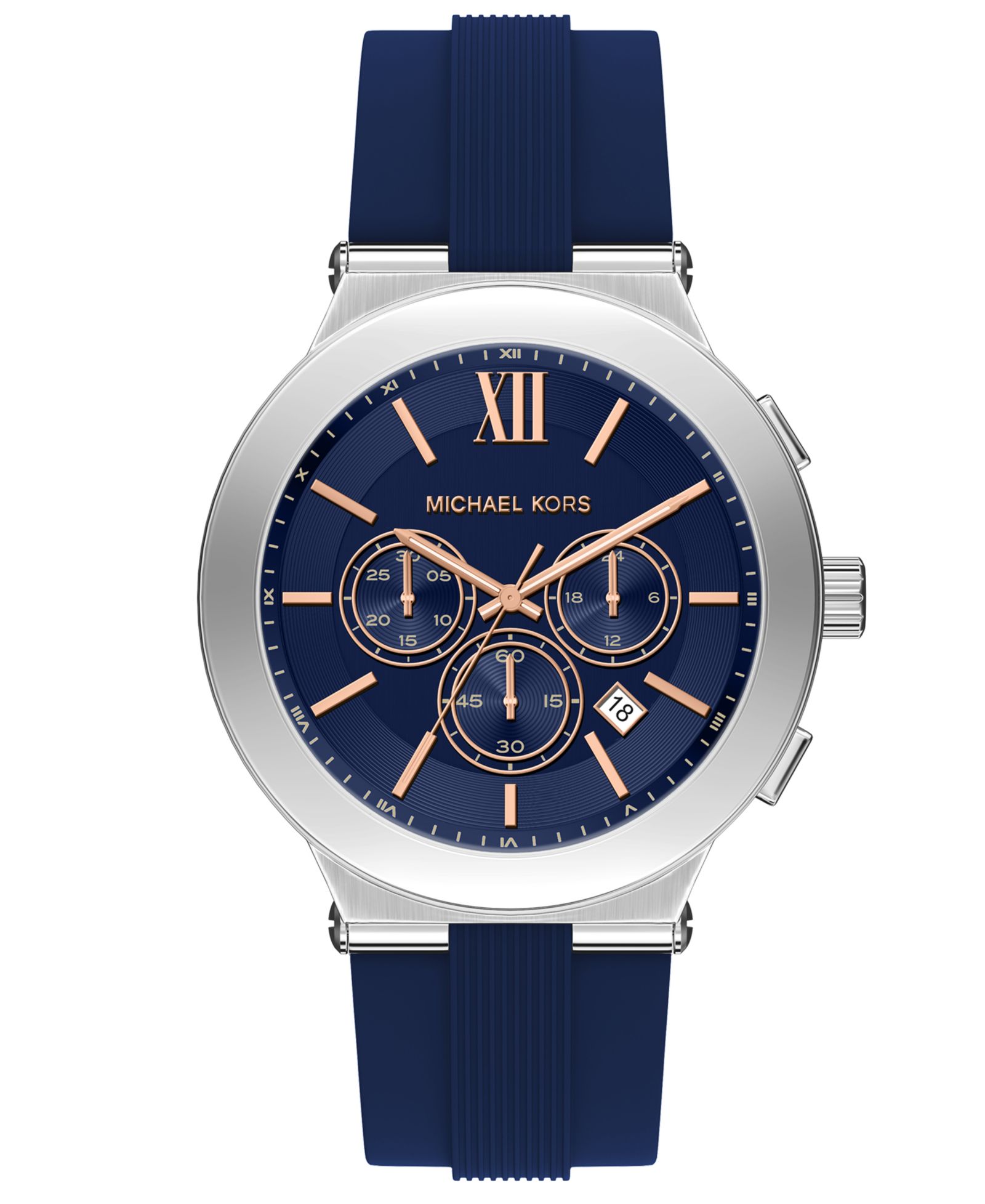 Michael Kors Мужские часы Billie Chronograph, Navy, Silicone, 46mm
