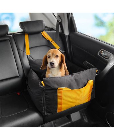 COZITO Waterproof Dog Car Booster Seat Side Handles, Storage Pocket & Safety Leash, PP Cotton Fill, Small Dog Car Bed up to 25 lb, Black