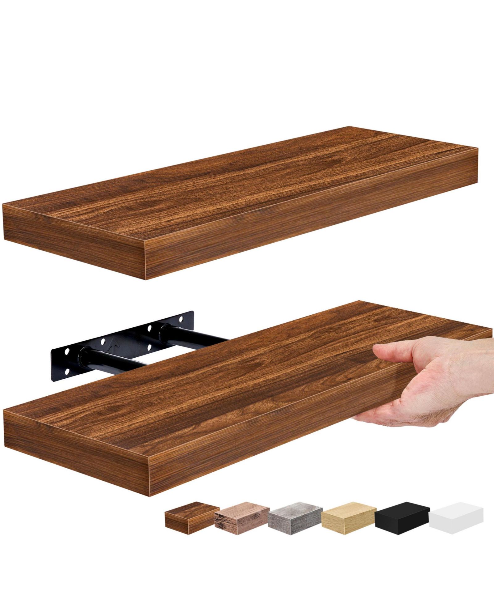 Sorbus 2 Pack 16 Inch Coastal Rectangle Floating Shelves - for Home Decor to Display Trophies, Books, Frames, and more