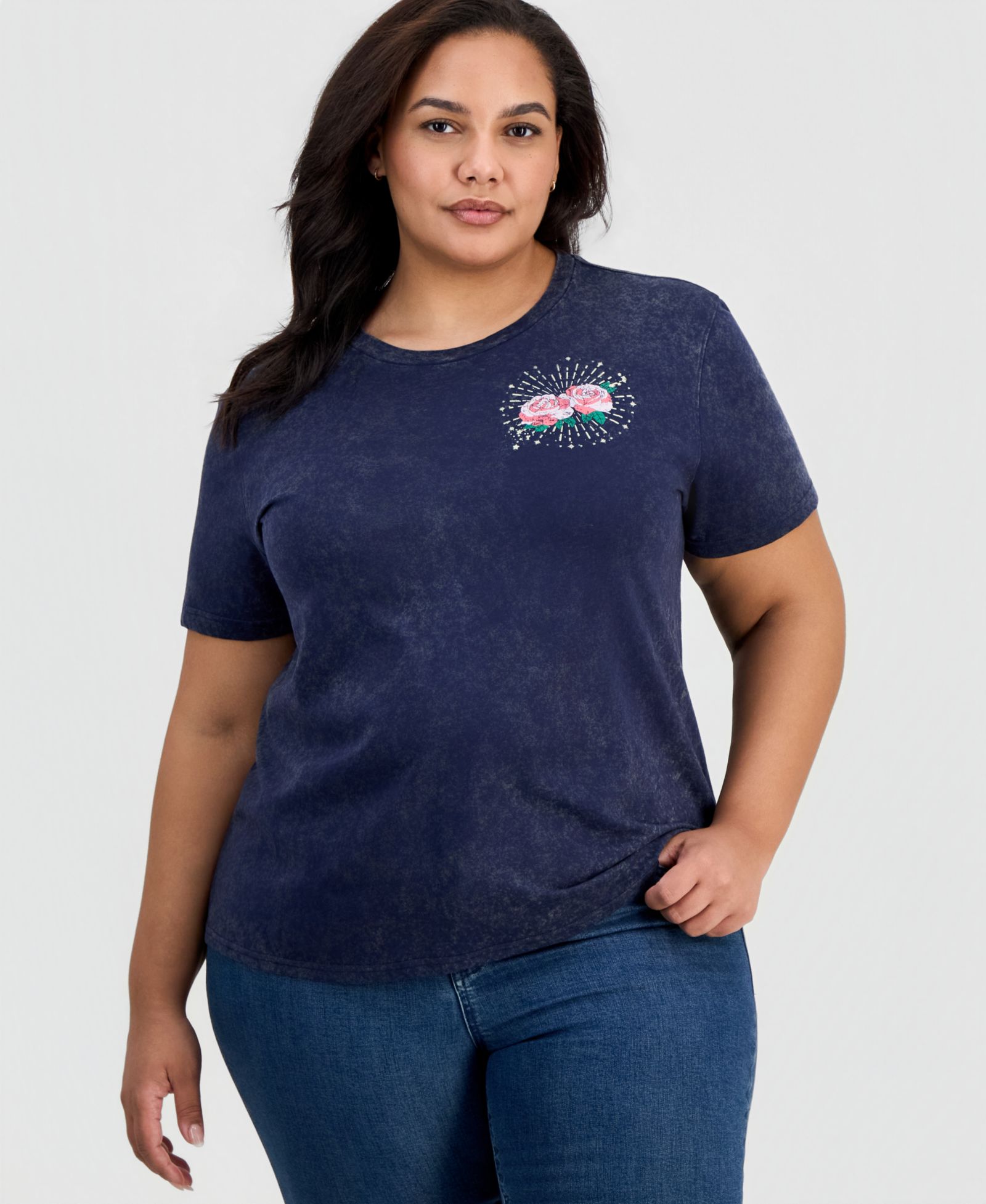 Футболка Rebellious One Trendy Plus Size с графическим принтом в виде розы
