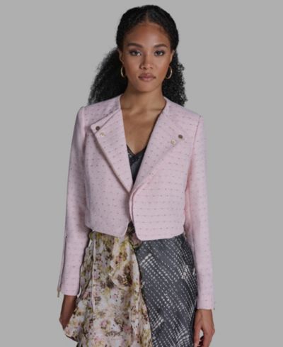 Женская укороченная куртка BCBG Women's Crewneck Textured Cropped Moto Jacket