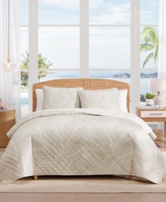 Tommy Bahama Home Pebble Palms Cotton Reversible 3-Pc. Quilt Set, King