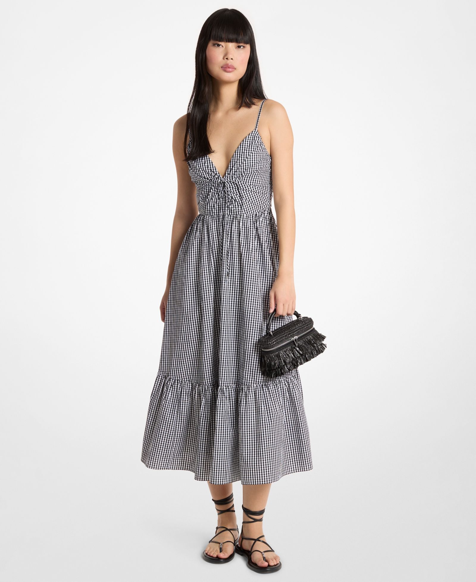 Women's V-Neck Empire Seam Midi Dress