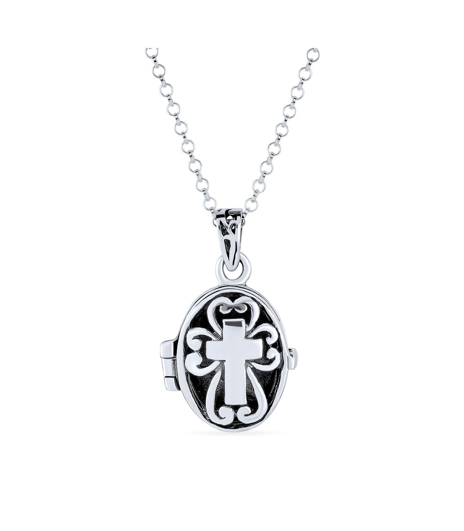 Подвеска-локет Bling Jewelry Religious Cross Prayer Box.925 Sterling Silver