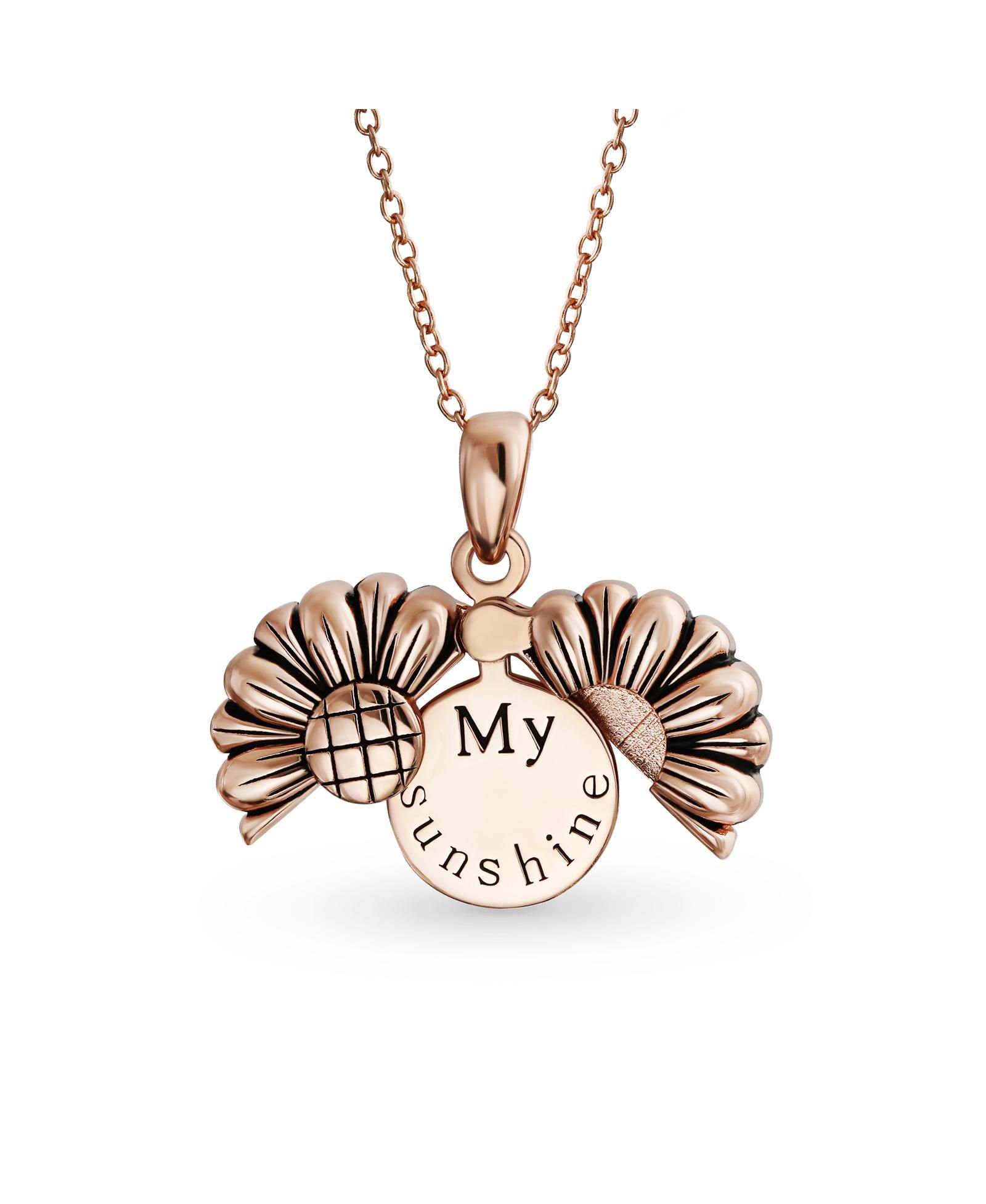 Колье Bling Jewelry с кулоном-медальоном в виде розового подсолнуха