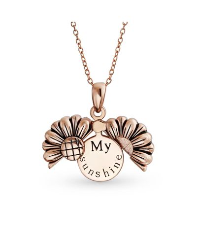 Колье Bling Jewelry с кулоном-медальоном в виде розового подсолнуха
