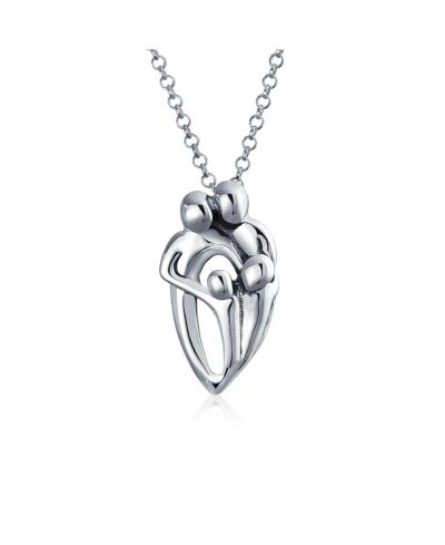 Bling Jewelry Mother Day Loving Family Father, Mother, Child Pendant Necklace .925 Sterling Silver