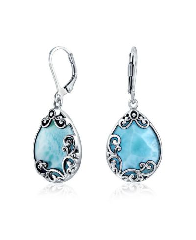 Bling Jewelry серьги-подвески с голубым ларимаром из стерлингового серебра