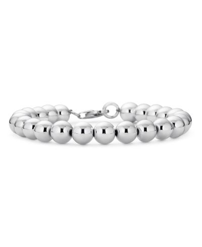 Bling Jewelry Classic Hand Strung 8MM Bead 925 .925 Sterling Silver Ball Strand Bracelet 7 Inch