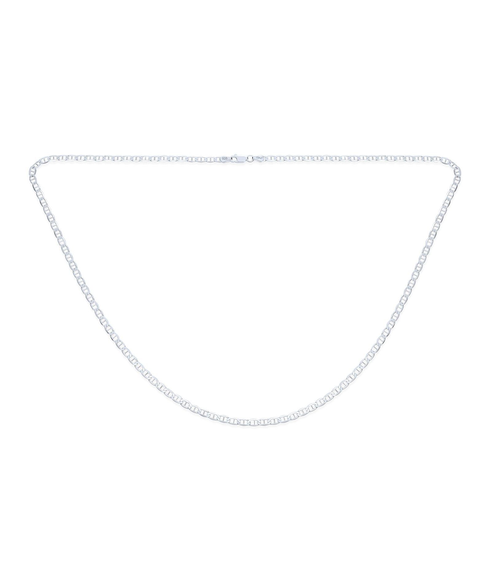 Bling Jewelry Men's Solid Heavy .925 Sterling Silver 4MM Anchor Mariner Chain Link Necklace 16"