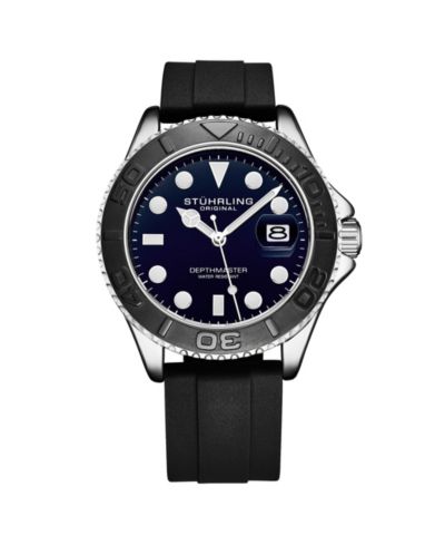 Мужские кварцевые часы Stuhrling Men's Quartz Depthmaster Diver с силиконовым ремешком, 42mm Case