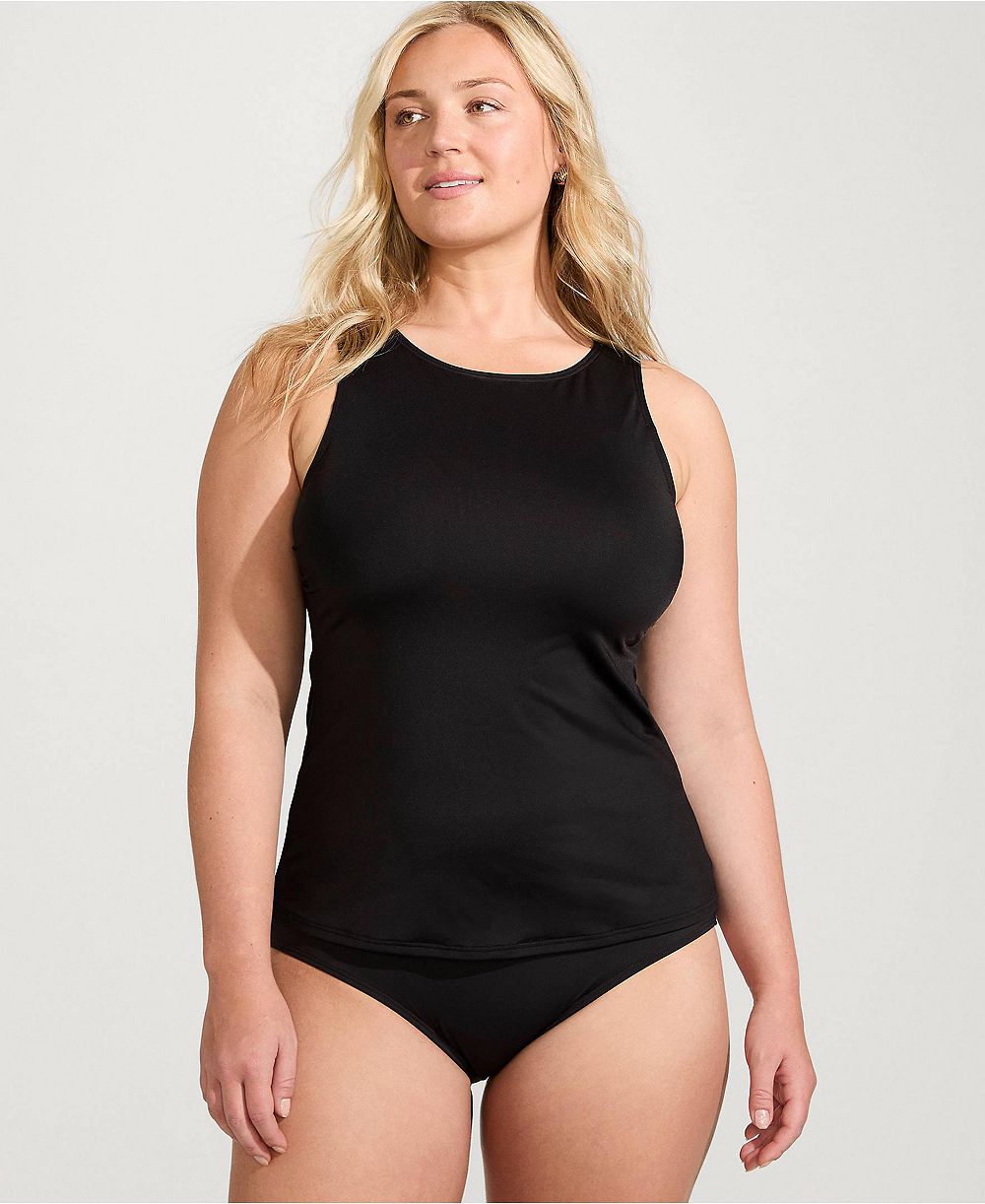 Женский топ-танкини Lands' End Plus Size Long High Neck UPF 50 Modest