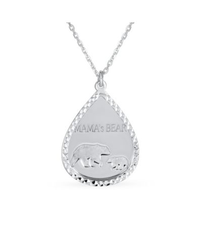 Bling Jewelry Silver Mama Bear Pendant Necklace