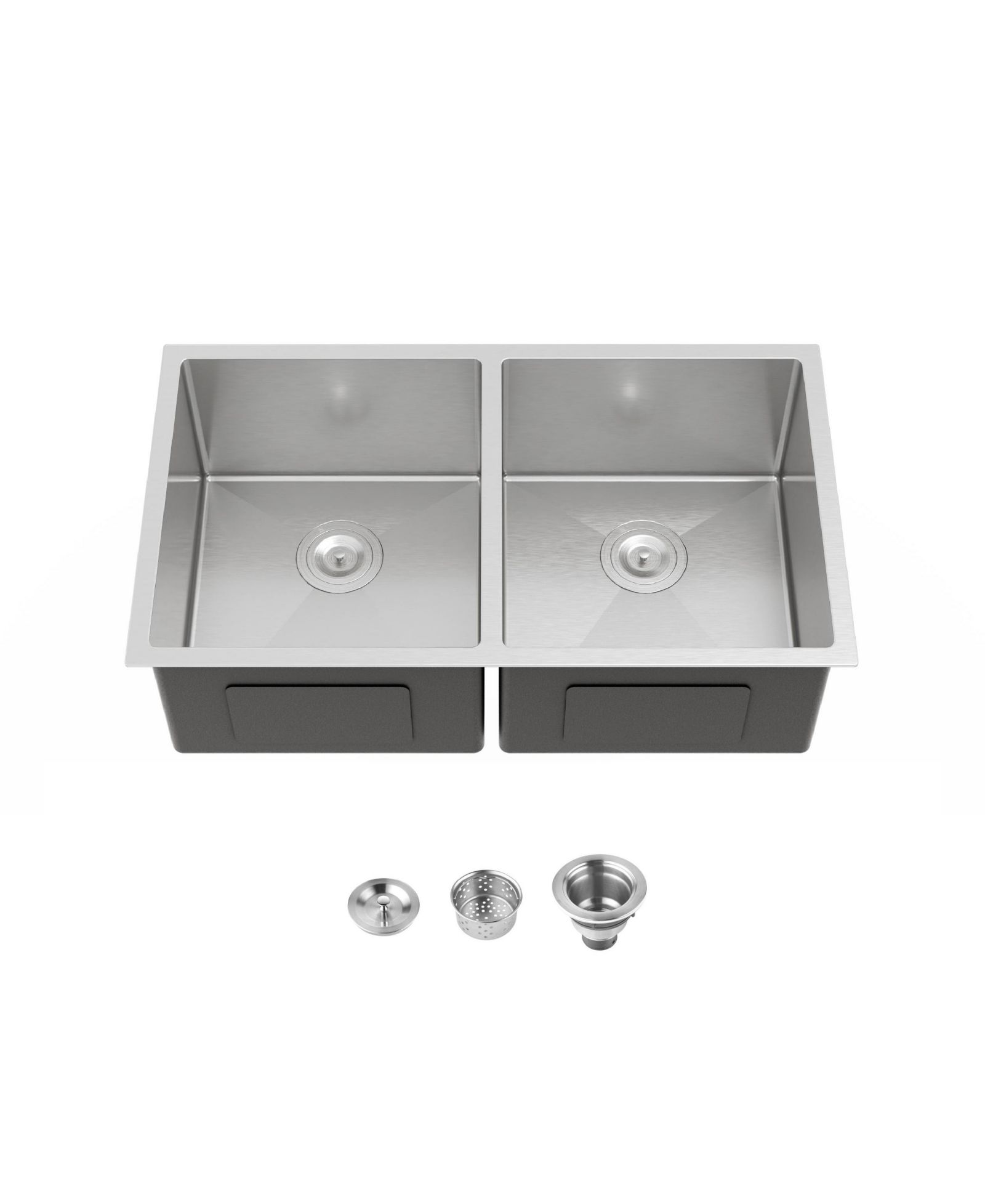 flynama 33x19inch Double Bowl Kitchen Sink Undermount Stainless Steel Brushed Finish Handmade