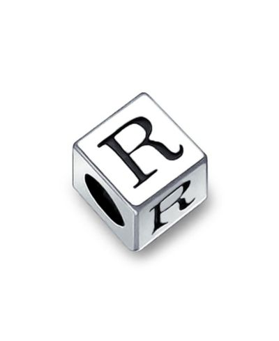 Bling Jewelry Square Block Letter K Alphabet Initial Charm Bead .925 Sterling Silver