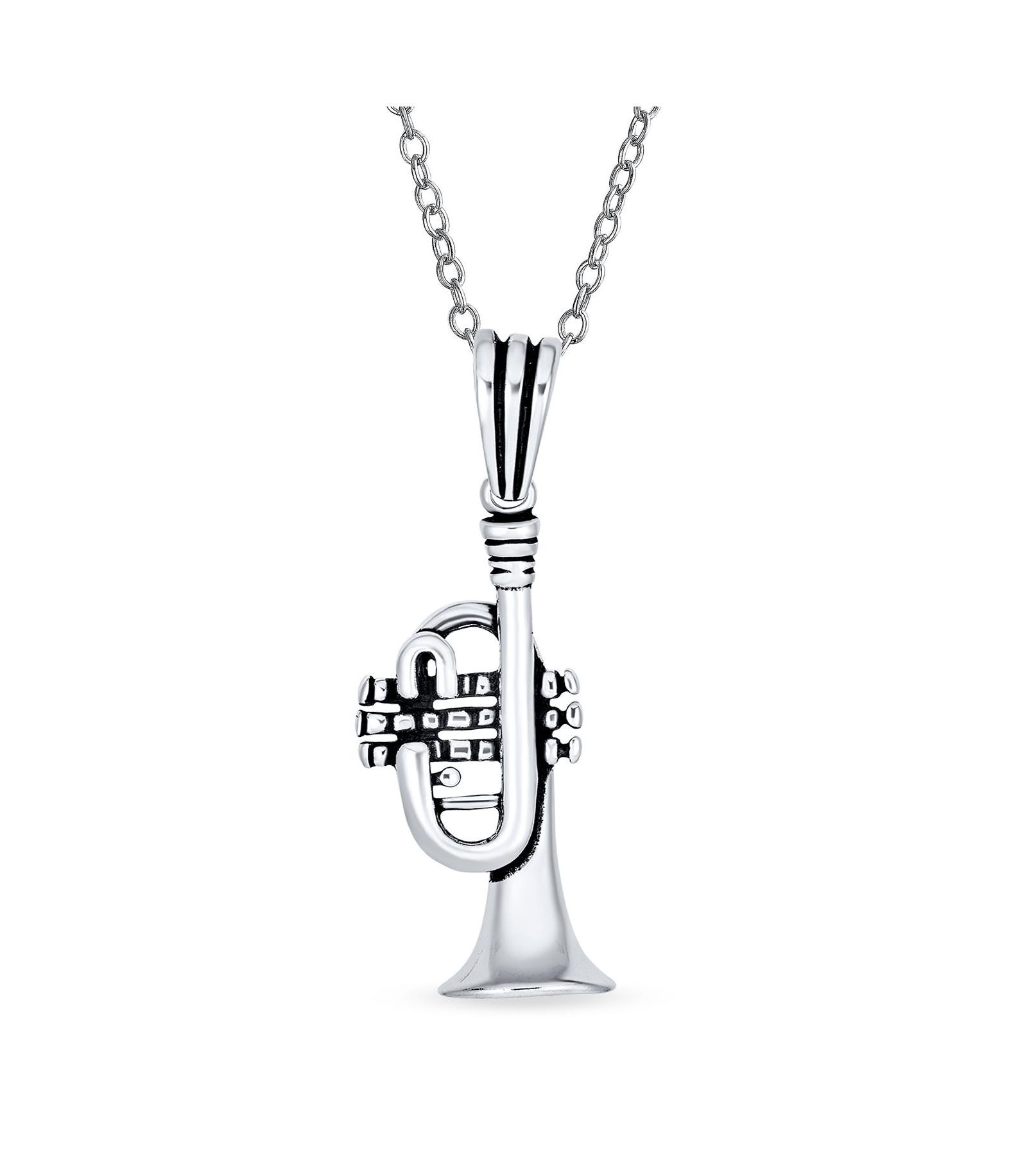 Bling Jewelry кулон-труба для любителей джаза,.925 Sterling Silver