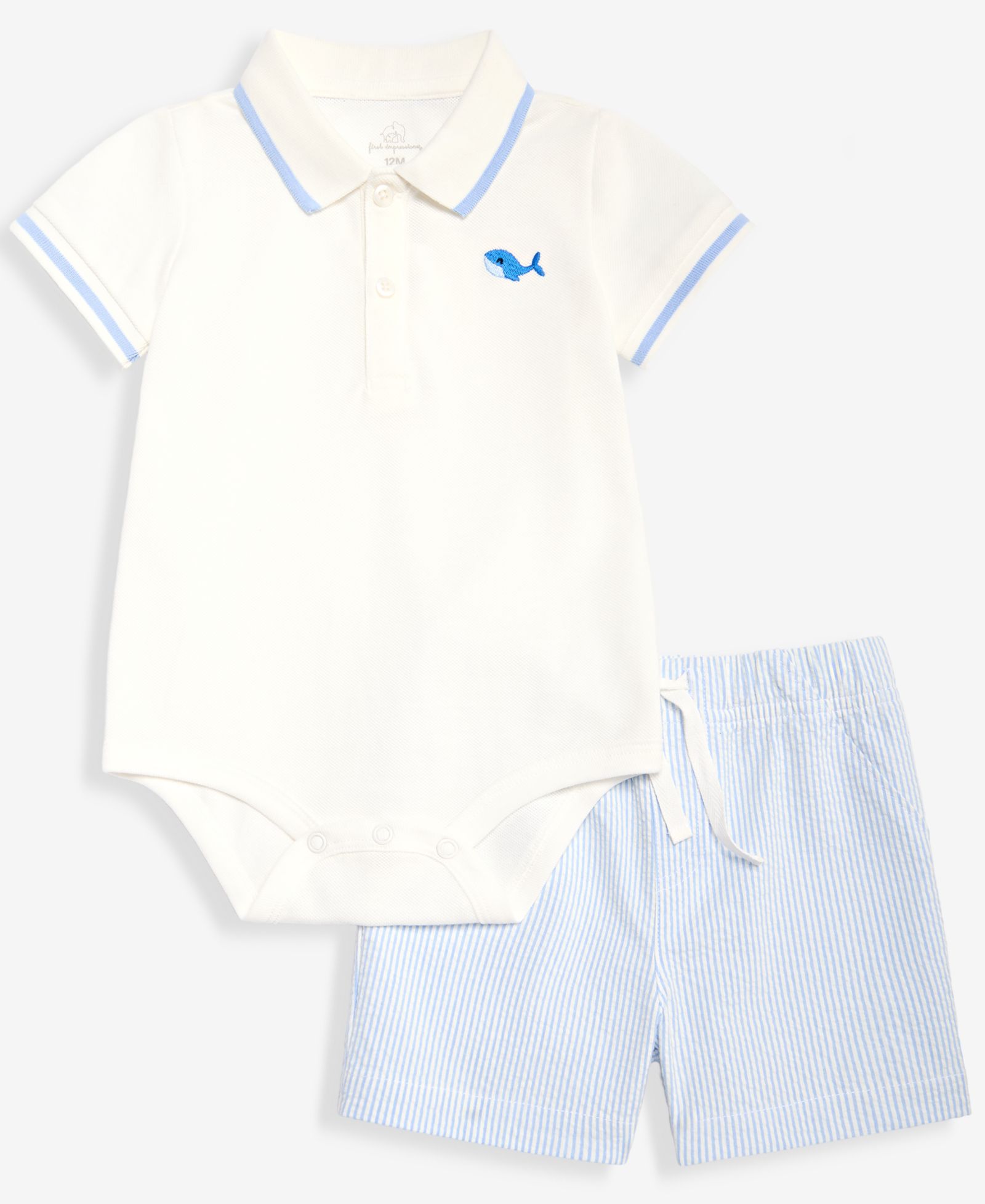 Детский комплект First Impressions Baby Boys' 3M-24M Polo Bodysuit & Seersucker Shorts