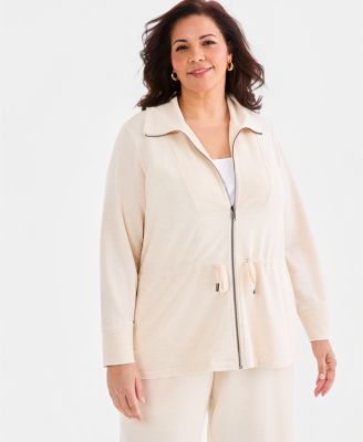 Женская куртка Style & Co Plus Size LuxLounge из футера с молнией