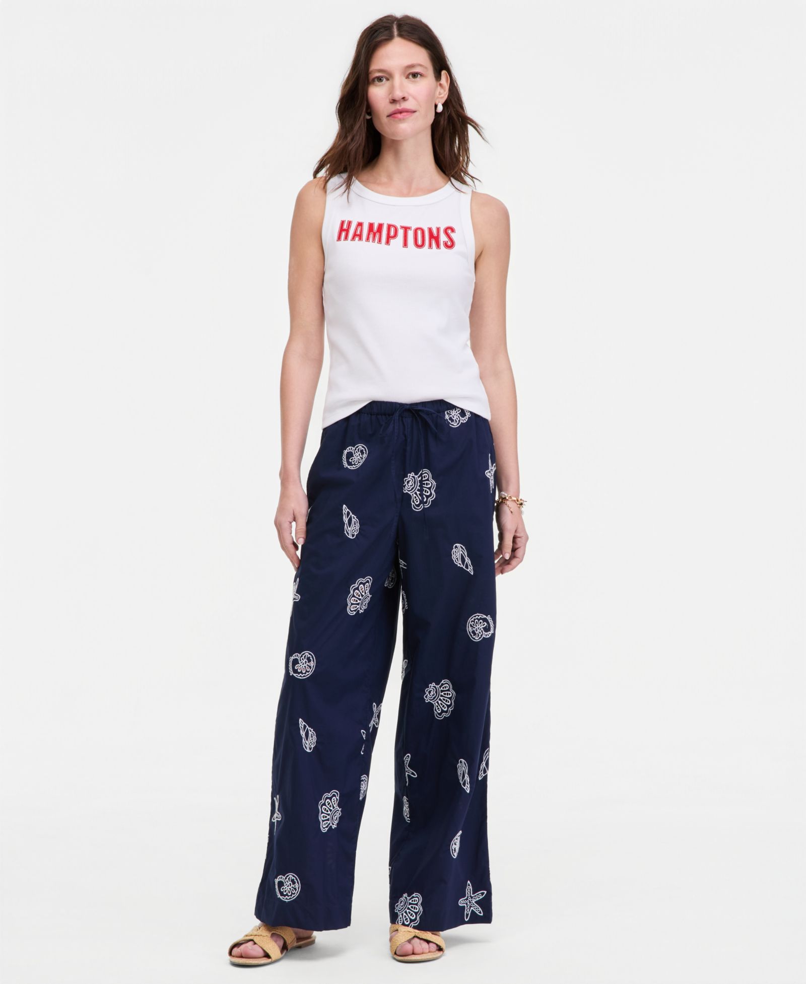 On 34th Women's Shoreline Embroidered Cotton Pull-On Pants, Macy's Exclusive