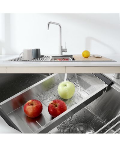 flynama 33x22inch Stainless Steel Kitchen Sink Overmount Single Bowl Handmade with Cutting Board