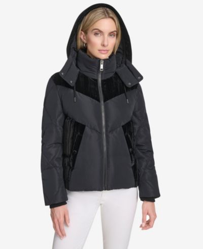 Женская куртка Andrew Marc Tayte Mixed Media Hooded Puffer