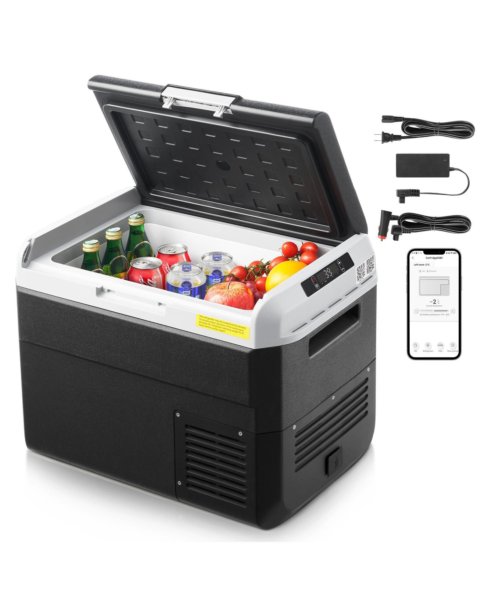 Mecale 31.7QT/30L 12 Volt Car Refrigerator, Portable Electric Cooler, -4 68  Adjustable Temperature, 12/24V DC and 100-240V AC