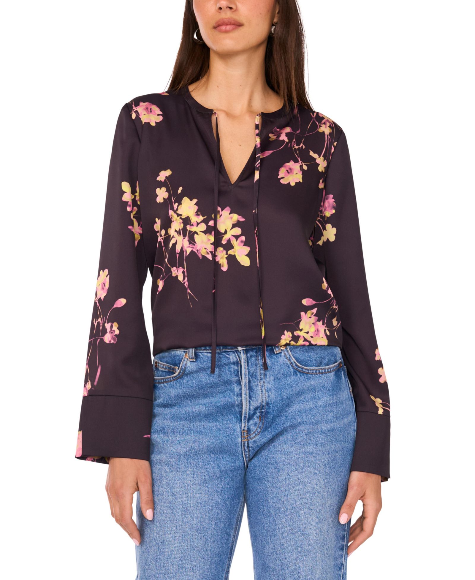 Vince Camuto Women's V-Neck Long-Sleeve Top