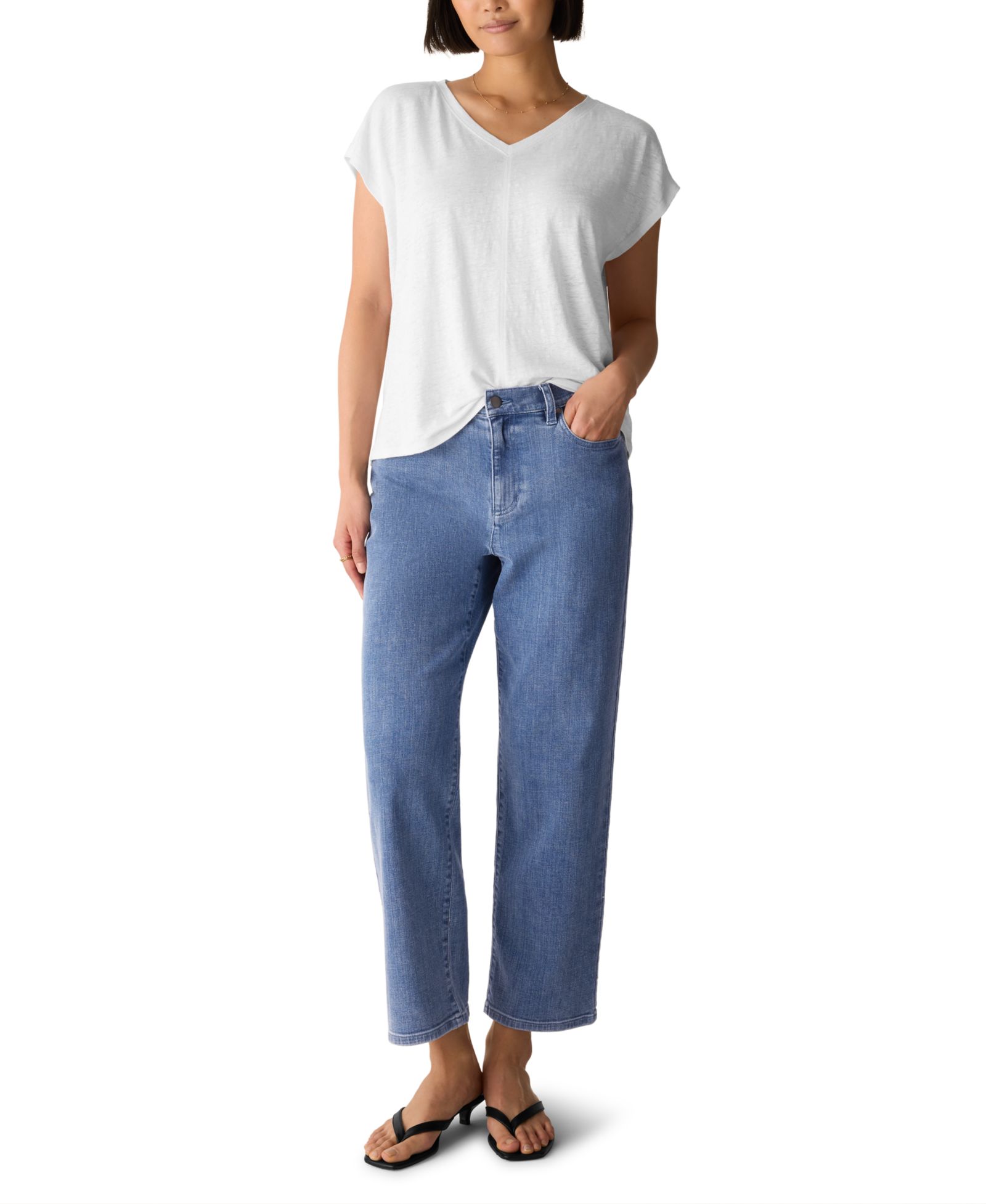 Eileen Fisher Women's & Plus Size Jersey V-Neck Square T-Shirt