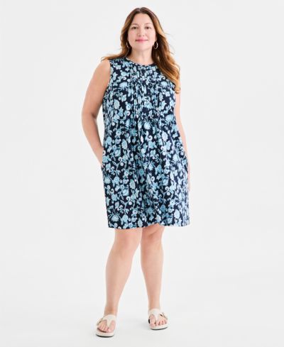 Женское платье Style & Co Plus Size Printed Sleeveless Knit Pintuck