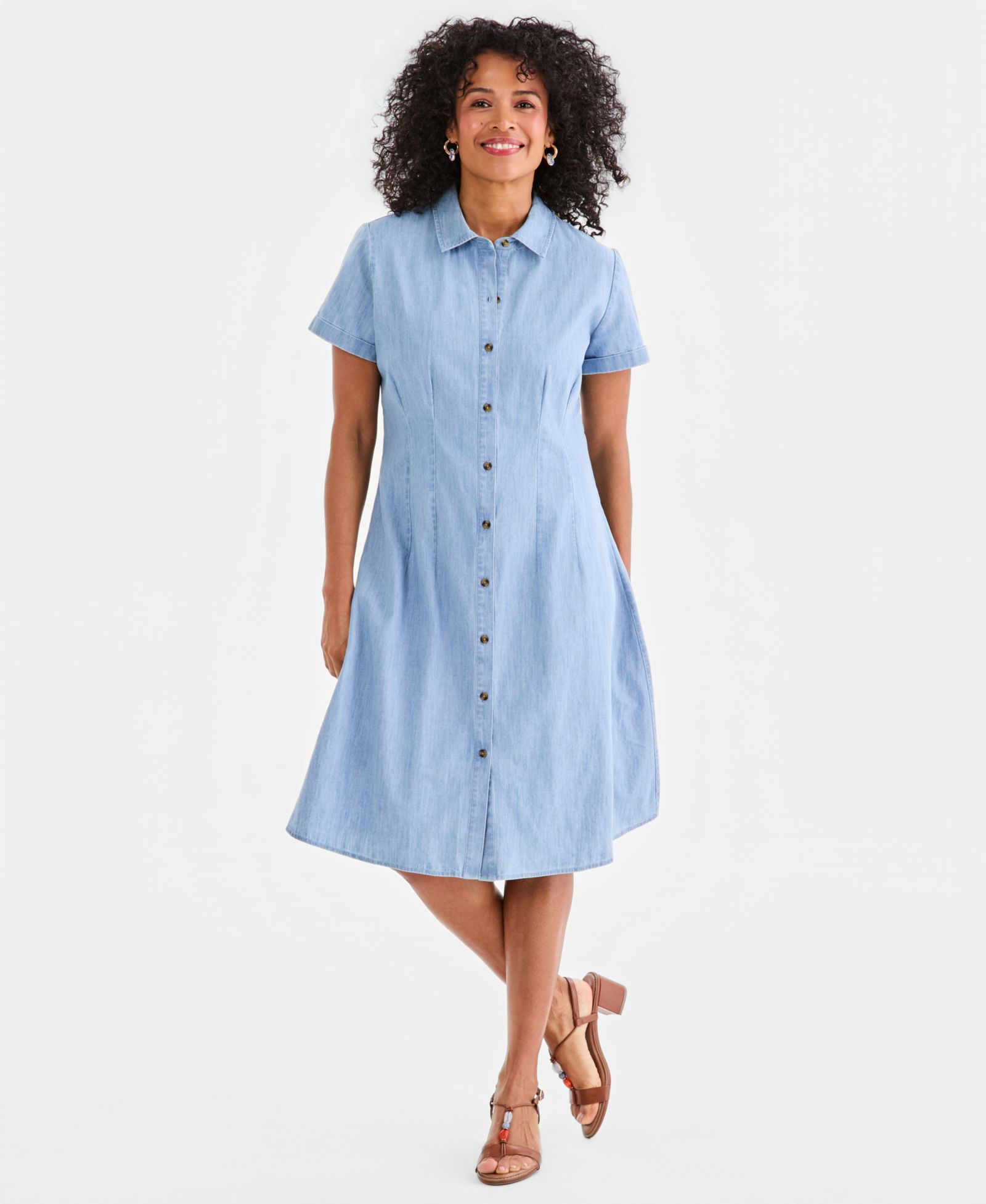 Женская рубашка-платье Style & Co Cotton Chambray с коротким рукавом