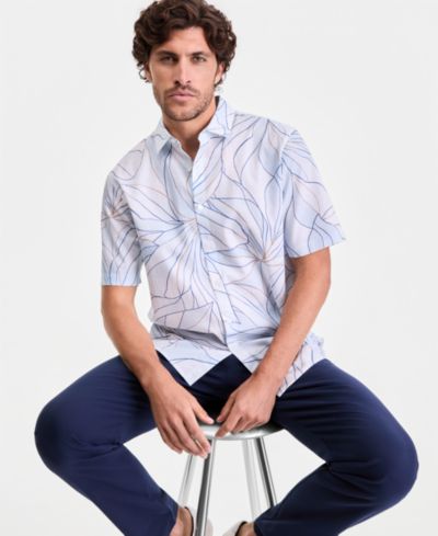 Alfani Men's Artist Floral-Print Short-Sleeve Shirt, Macy's Exclusive